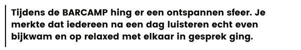 Quote Loes van Mierlo: ervaring BARCAMP 1